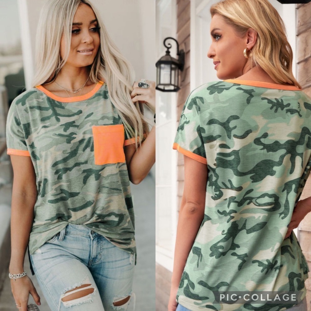 CORAL Contrast Camo Tee New